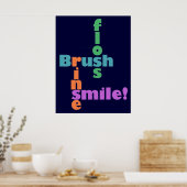 Penseelverlies spoelen, dan SMILE! Poster (Keuken)
