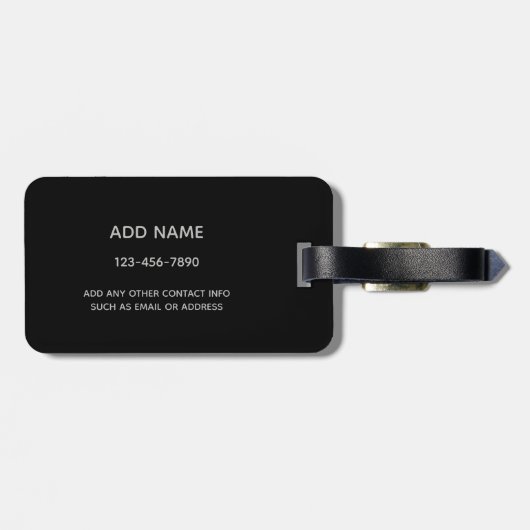 Penseelzilver en zwarte Manly Design Custom Name Bagagelabel (Achterkant horizontaal)