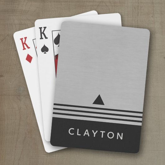 Penseelzilver en zwarte Manly Design Custom Name Pokerkaarten