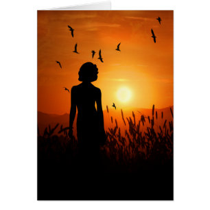Pensées de vous Sunset Silhouette avec Femme