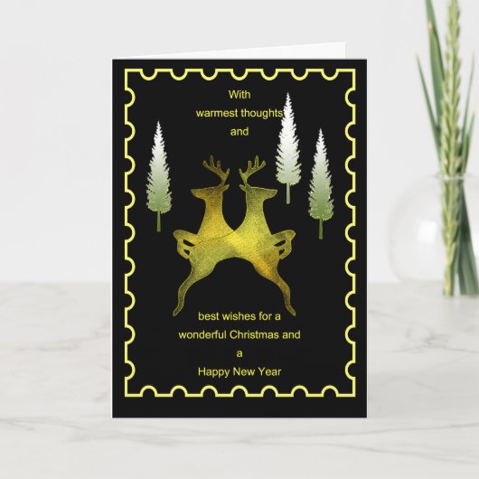Pensées les plus chaudes Carte de Noël des cerfs (Devant)