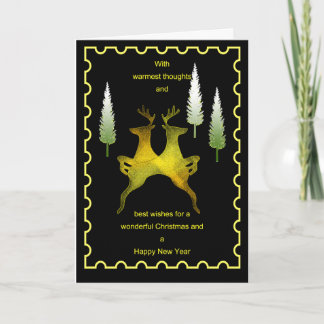 Pensées les plus chaudes Carte de Noël des cerfs