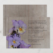 Pensées rustiques épousant des invitations (Devant / Derrière)