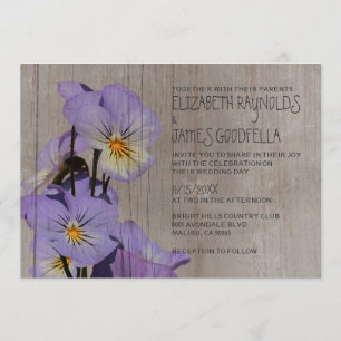 Pensées rustiques épousant des invitations