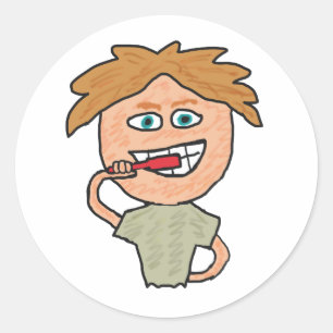 Penselen Teeth Ronde Sticker
