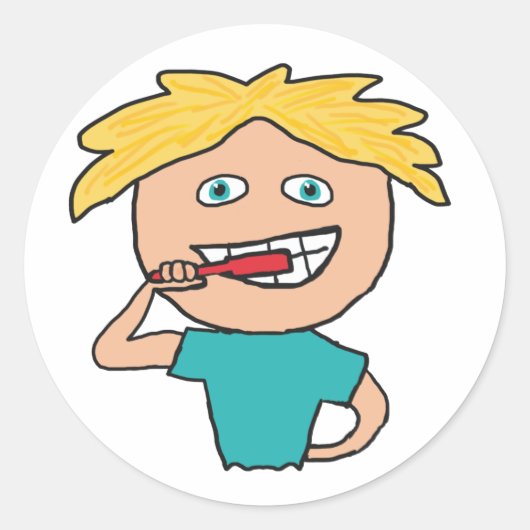 Penselen Teeth Ronde Sticker (Voorkant)