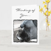 Penser à Boxer chien carte de voeux (Fleur jaune)