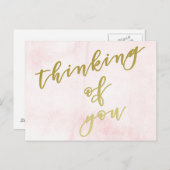 Penser à toi | Carte postale Faux Gold Script (Devant / Derrière)