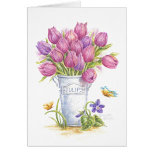 Penser à vos tulipes de cartes dans une carte de v