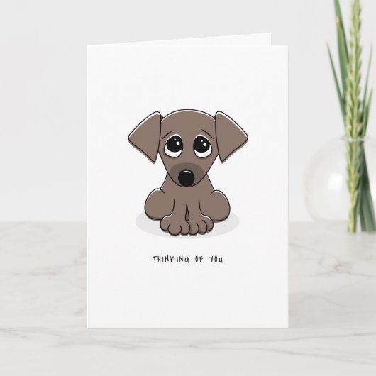 Penser à votre carte avec un chien chiot mignon (Devant)