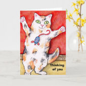 Penser à votre carte de voeux de chat (Fleur jaune)