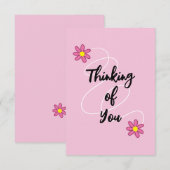 Penser à votre carte de voeux rose (Devant / Derrière)