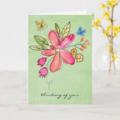 Penser À Votre Carte Doodle Flowers (Fleur jaune)