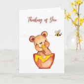 Penser à vous - Carte de voeux d'ours de miel (Fleur jaune)