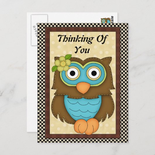 Penser à vous Carte postale Owl (Devant / Derrière)