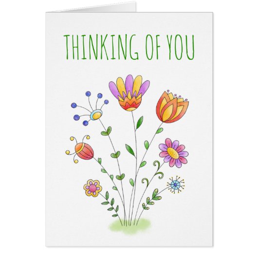 Penser à vous Doodle Flowers Friendship Card (Devant)