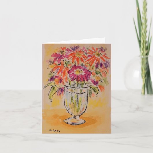 Penser À Vous Fleurs Carte Note (Devant)