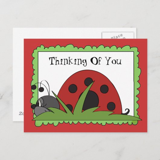 Penser à vous Ladybug carte postale (Devant / Derrière)