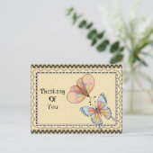 Penser à vous Papillon cartoon carte postale (Debout devant)