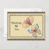 Penser à vous Papillon cartoon carte postale (Devant / Derrière)