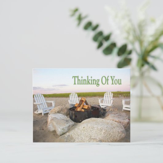 Penser À Vous Plage Camping Carte Postale (Debout devant)