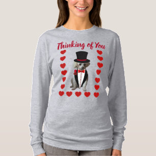 Penser à vous poodle Red Grey Ladies Tshirt