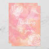 Penser à vous Rose Design Carte de voeux (Devant / Derrière)