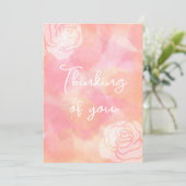 Penser à vous Rose Design Carte de voeux (Debout devant)