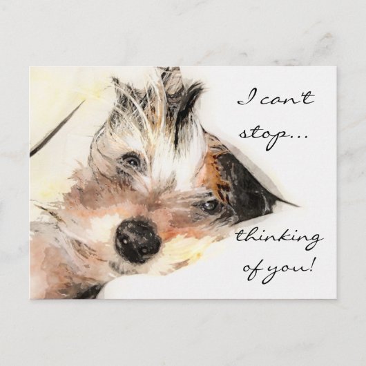 Penser à vous Yorkie Carte postale personnalisable (Devant)