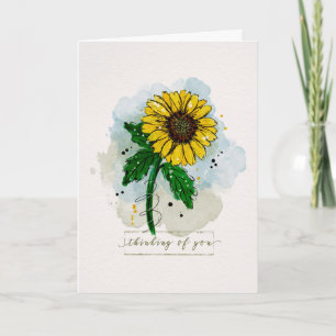Pensez à votre carte de tournesol aquarelle