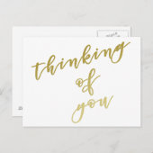 Pensez à vous | Carte postale Faux Gold Script (Devant / Derrière)