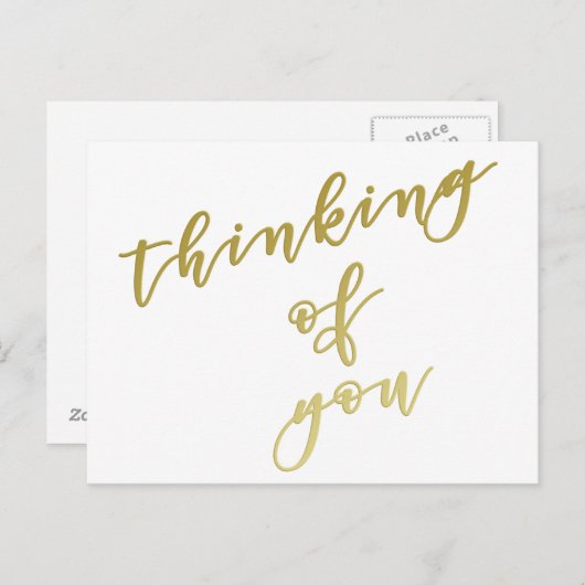 Pensez à vous | Carte postale Faux Gold Script (Devant / Derrière)