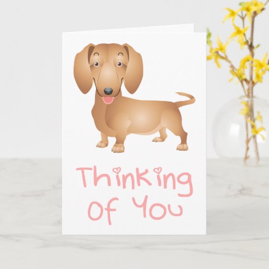 Pensez à vous Dachshund Chien Chien Note Carte (Fleur jaune)