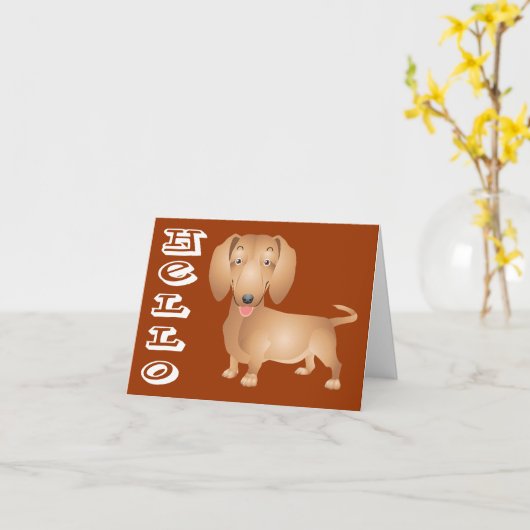 Pensez à vous Dachshund Chien Chien Note Carte (Fleur jaune)