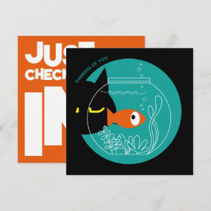 PENSEZ À VOUS - Drôle chat noir et carte de poisso