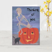 Pensez à vous Skeleton Citrouille Halloween Cartes (Fleur jaune)