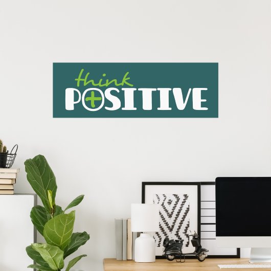 Pensez positif graphique long vert poster (Bureau à domicile)