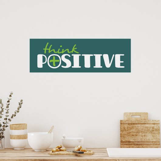 Pensez positif graphique long vert poster (Cuisine)