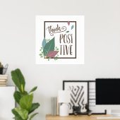 Pensez positif, motivation boho poster en plume bo (Bureau à domicile)