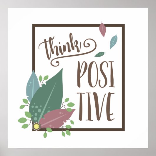 Pensez positif, motivation boho poster en plume bo (Devant)