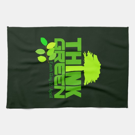 PENSEZ VERT (Jour des terres) serviettes de cuisin (Horizontal)
