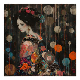 Pensieve vrouw in Kimono Perfect Poster