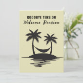Pensioen afscheid Spanning Palm Tree hangmat Kaart (Staand voorkant)