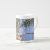 Pensioen begint hier Palm Tree Bone China Mok (Voorkant rechts)
