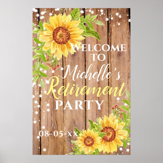 Pensioen Bloemen Zonnebloem Rustiek Feest Welkom Poster (Voorkant)