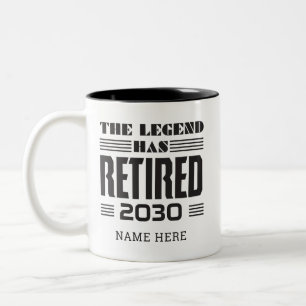 Pensioen De Legende Is Met Pensioen Gepersonalisee Tweekleurige Koffiemok