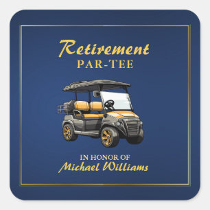 Pensioen Elegant Golf Thema Grijze Winkelwagen Bla Vierkante Sticker