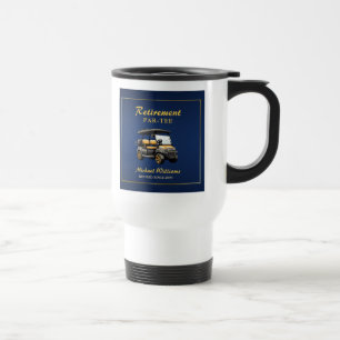 Pensioen Elegant Golf Thema Winkelwagen Blauw Goud Reisbeker