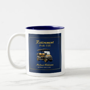 Pensioen Elegant Golf Thema Winkelwagen Blauw Goud Tweekleurige Koffiemok