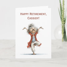 Pensioen felicitaties, gepensioneerde yogavrouw